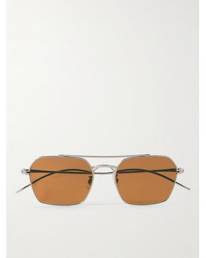 Oliver Peoples Silberfarbene Pilotensonnenbrille - Mettallic