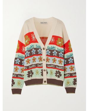 Siedres Amber Intarsia Cotton Cardigan - Red