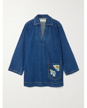 ALÉMAIS Speedy Appliquéd Denim Mini Dress - Blue