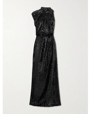 Emilia Wickstead Conlan Draped Asymmetric Sequined Crepe Gown - Black