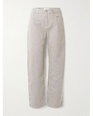 La Ligne Marilyn Pinstriped High-Rise Straight-Leg Jeans - White