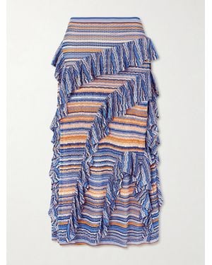 Ulla Johnson Delila Ruffle Knit Skirt - Blue