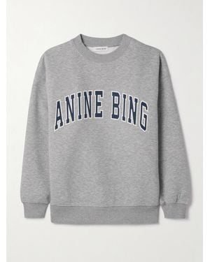 Anine Bing Spencer Printed Cotton-Blend Jersey Sweatshirt - Grey