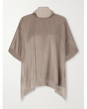 Brandon Maxwell The Cali Tie-Detailed Layered Silk-Organza Blouse - Grey