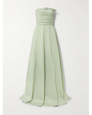 BERNADETTE Lucinda Strapless Bow-Detailed Taffeta Gown - Green
