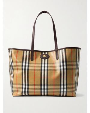 Burberry Highlands Checked Coated-Canvas Tote - White