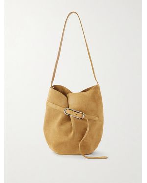 Liffner Belted Suede Bucket Bag - Natural