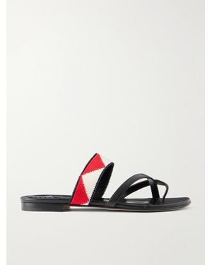 Manolo Blahnik Susastra 10 Leather Flats - Black