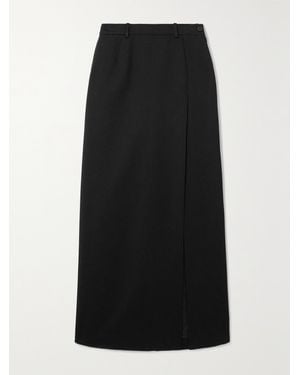 Balenciaga Wrap-Effect Wool-Gabardine Maxi Skirt - Black