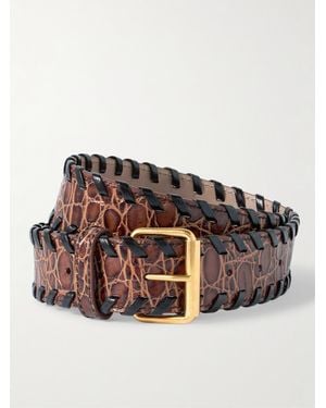Dries Van Noten Croc-Effect Leather Belt - Brown