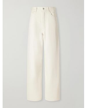 AURALEE Silk Wide-Leg Trousers - White