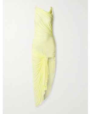 Christopher Esber Galathea Lace-Trimmed Draped Mesh Gown - Yellow