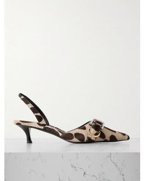 Givenchy Voyou Buckled Printed Calf Hair Slingback Court Shoes - Natural