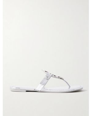 Tory Burch Miller Cutout Metallic Faux Leather Sandals - Natural