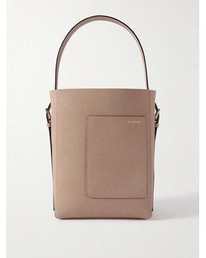 Valextra Small Textured-Leather Bucket Bag - Natural