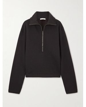 Lemaire Wool And Cotton-Blend Zip-Up Jumper - Black