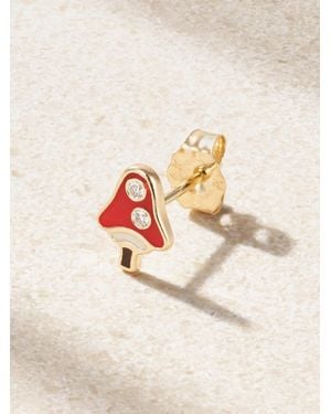 Alison Lou Magic Shroom 14-Karat, Diamond And Enamel Single Earring - Natural