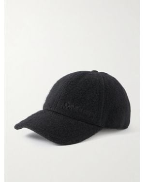 Saint Laurent Baseballkappe Aus Gebürstetem Kaschmir Mit Stickerei - Schwarz