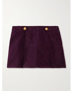 Tom Ford Pleated Metallic Tweed Mini Skirt - Purple
