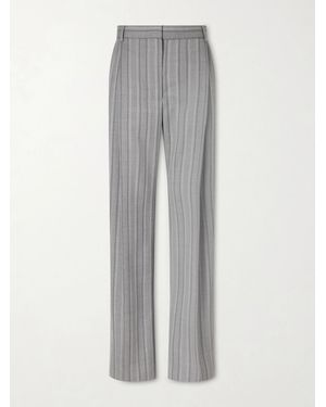 Stella McCartney Striped Low-Rise Wool Straight-Leg Trousers - Grey