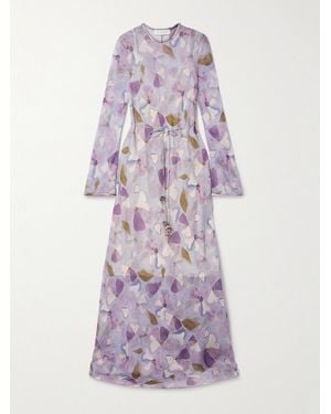 Zimmermann Dawning Belted Linen And Silk-Blend Maxi Dress - Purple