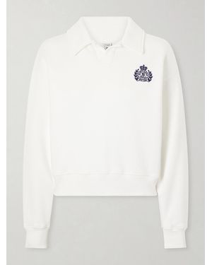 Sporty & Rich Embroidered Ribbed-Detail Cotton Sweatshirt - White