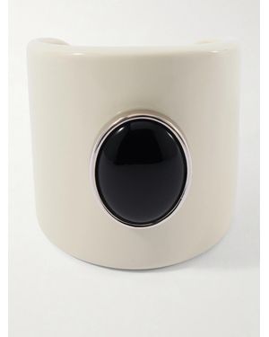 Julietta Nera Rhodium-Pleated, Resin And Onyx Cuff - Black