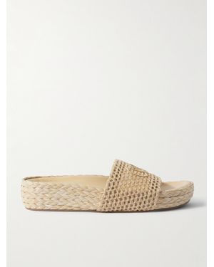 Chloé Isla Crocheted Raffia Slides - Natural