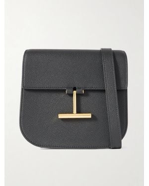 Tom Ford Tara Mini Schultertasche Aus Strukturiertem Leder - Grau
