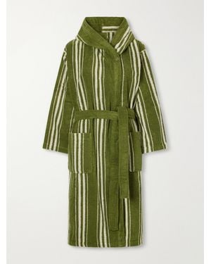 Autumn Sonata Charlotte Striped Cotton-Terry Robe - Green