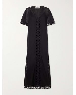 Charo Ruiz Embroidered Cotton-Blend Cover-Up - Black