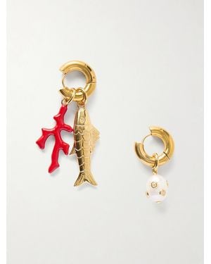 Joolz by Martha Calvo Reef Plated- Pearl And Enamel Earrings - White