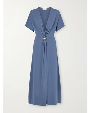 Altuzarra Rena Embellished Gathered Jersey Maxi Dress - Blue