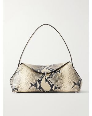 TOTEME T-Lock Snake-Effect Leather Shoulder Bag - Natural