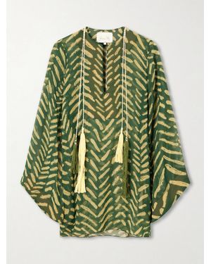 Johanna Ortiz Refugio De Sol Tasselled Printed Recycled Georgette Coverup - Green