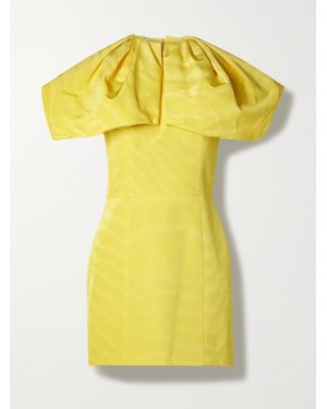 Oscar de la Renta Ruffled Cotton-Blend Faille Mini Dress - Yellow