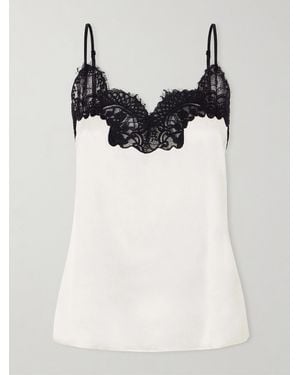 Co. Rded Lace-Trimmed Silk-Satin Camisole - White
