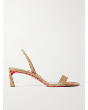 Christian Louboutin O Condora 55 Suede Slingback Sandals - Natural