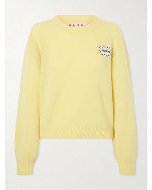 Marni Appliquéd Cashmere Jumper - Yellow