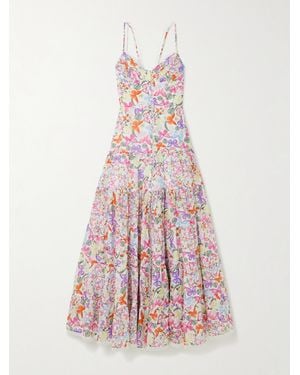 Charo Ruiz Melia Tiered Printed Cotton-Blend Voile Maxi Dress - White