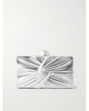 Cult Gaia Lisse Gathered Leather Clutch - Grey