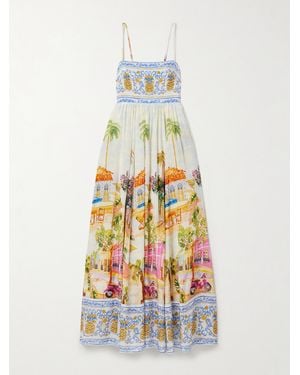 FARM Rio Aracati Maxikleid Aus Voile Aus Einer Mischung Aus Baumwolle Und Lenzing Ecovero Mit Raffungen Und Print - Natur