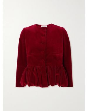 LIBEROWE Net Sustain Velvet Peplum Jacket - Red