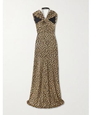 Rabanne Embellished Leopard-Print Fil Coupé Lamé Maxi Dress - Natural
