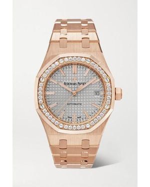 Audemars Piguet Royal Oak Automatic 37 Mm Uhr Aus 18 Karat Roségold Mit Diamanten - Mettallic