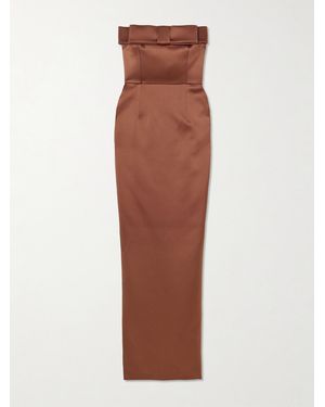 The New Arrivals Ilkyaz Ozel Sisu Bow-Embellished Crepe Midi Dress - Brown