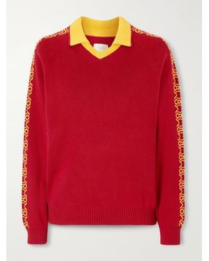 Aimé Leon Dore Ribbed-Knit Cotton Polo Sweater - Red