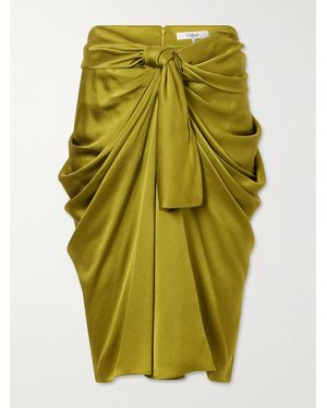 Chloé Twist-Front Silk-Crepe De Chine Midi Skirt - Green