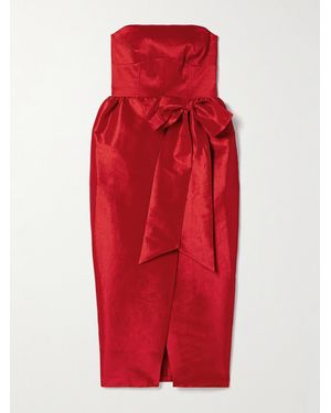 Kika Vargas Ava Strapless Bow-Detailed Taffeta Midi Dress - Red