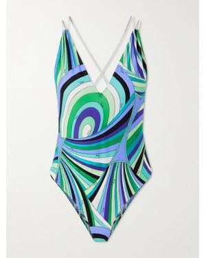 Emilio Pucci Iride Printed Swimsuit - Blue